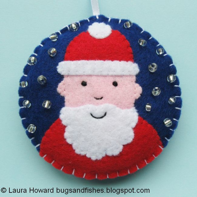 Bugs and Fishes by Lupin Christmas Ornament Tutorial Sew a Felt Santa