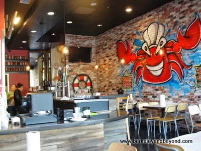 interior crab mural at Amazing Crab Restaurant in Berkeley, California