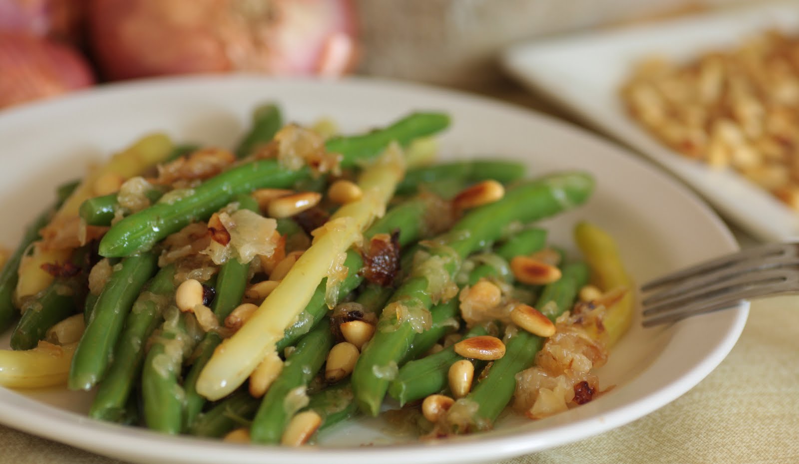 Cooking with Chef Alba Green Beans with Sweet Onion and Pine Nuts