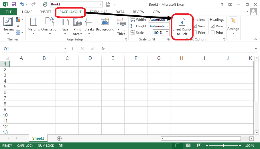 EXCELFOX1 How to change the direction of worksheet?