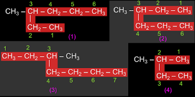 How names are given to open chain hydrocarbons carrying one branch only.