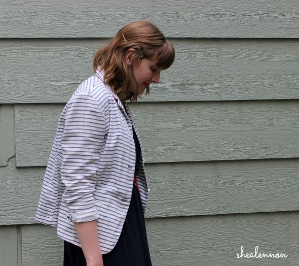 striped blazer + knit dress for summer | www.shealennon.com