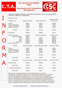 Ejemplo de pérdida económica en un puesto de peón especializado grupo V desde mayo de 2010