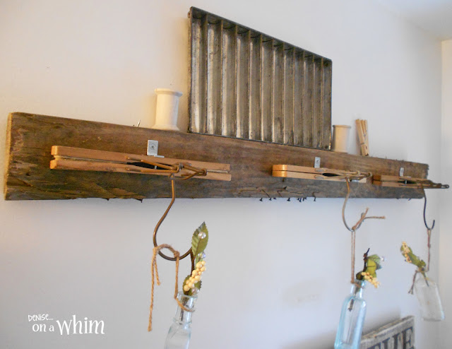 Vintage Hanger and Pallet Wood Wall Decor | Vintage Farmhouse Bathroom Makeover | Denise on a Whim