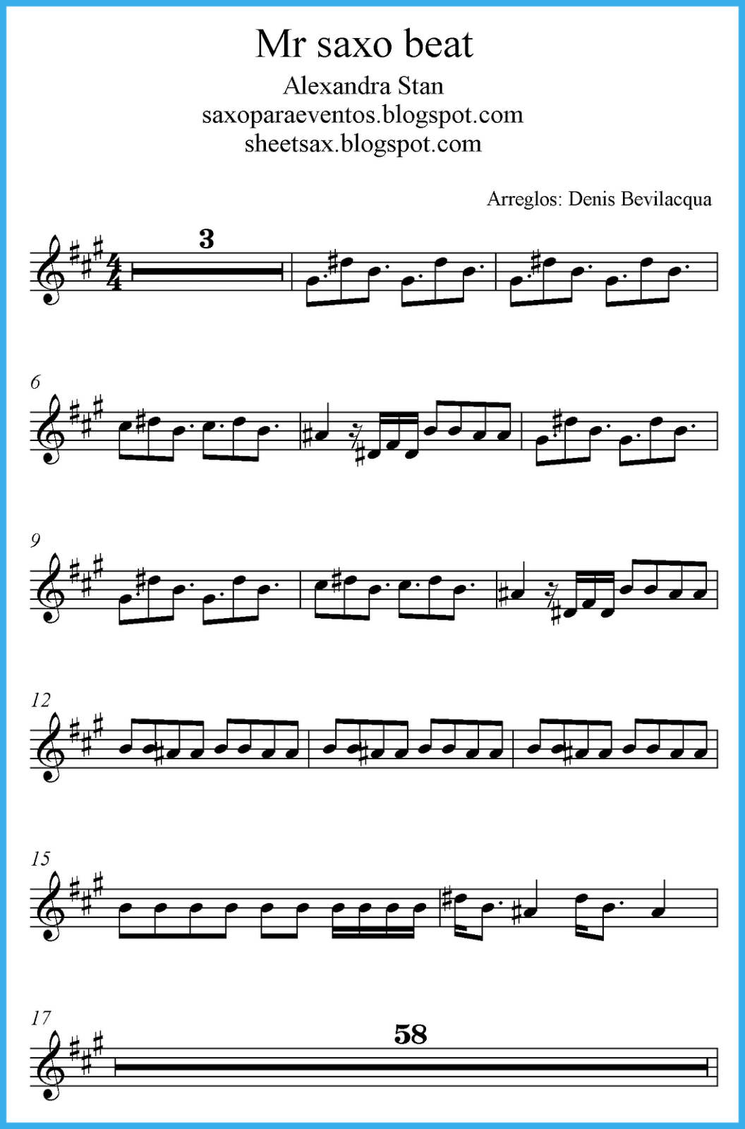 Mr Saxo Beat Alexandra Stan Score And Track Sheet Music Free Mr Saxo Beat Alexandra Stan Score And Track Sheet Music Free