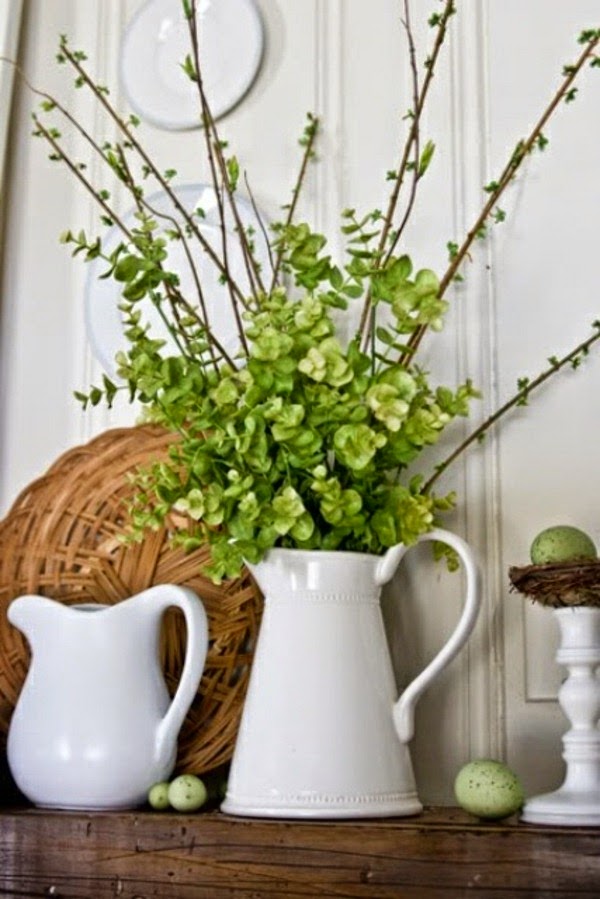Spring decorations for the fireplace mantel