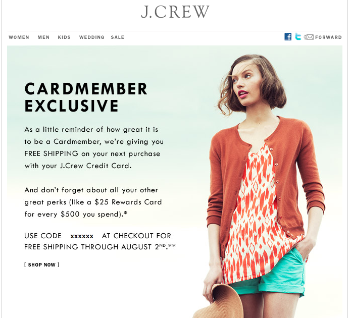 J.Crew Aficionada: Cardmember Email: Bonus perk for Cardmembers: FREE ...
