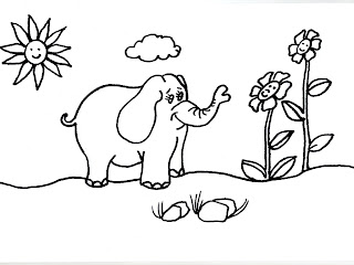 Desenhos Para Pintar O Elefantinho e as Flores