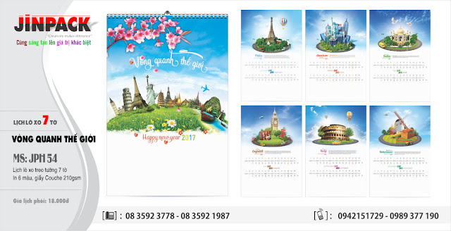 Mẫu lịch tết Phong Cảnh, mẫu lịch phong cảnh thế giới 2017 - 19
