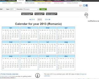 Generator calendar - TimeAndDate.com - initiere printare calendar