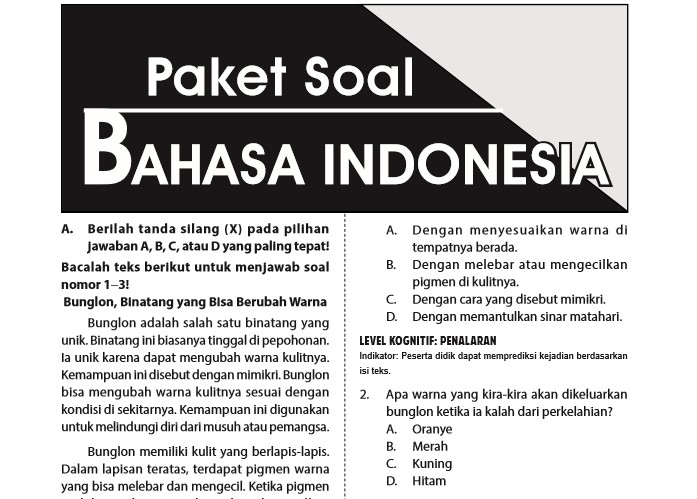 Soal un sd 2018 bahasa indonesia