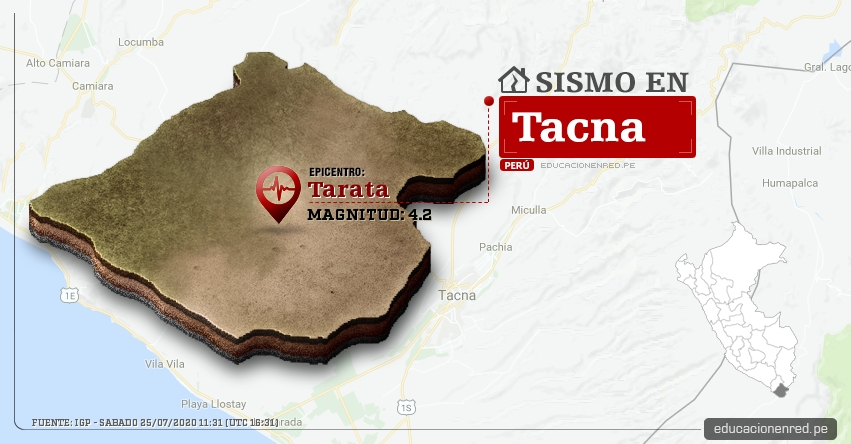 Temblor en Tacna de Magnitud 4.2 (Hoy Sábado 25 Julio 2020) Sismo - Epicentro - Tarata - Tarata - IGP - www.igp.gob.pe Temblor en Tacna de Magnitud 4.2 (Hoy Sábado 25 Julio 2020) Sismo - Epicentro - Tarata - Tarata - IGP - www.igp.gob.pe