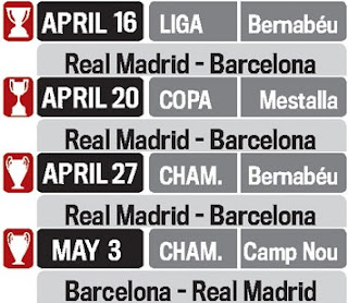 Possible schedule with four Real Madrid vs Barcelona in 18 days