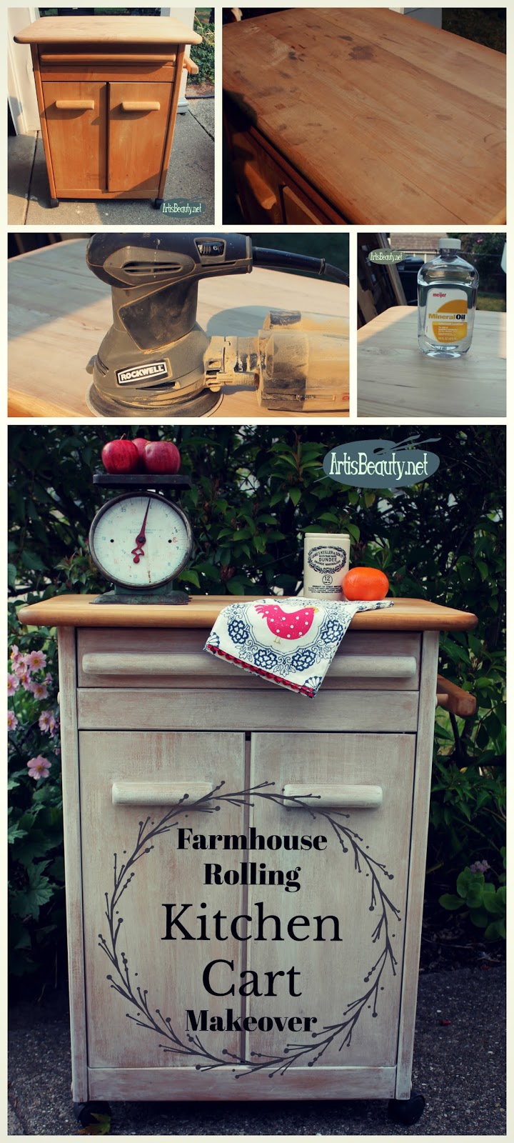 ART IS BEAUTY ROLLING KITCHEN CART MAKEOVER USING VINTAGE EFFECTS PAINT