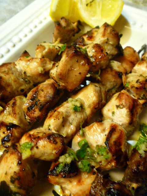 Lemon Garlic Herb Chicken and Beef Kabobs with Roasted Veggies - The BEST basting sauce ever! - Slice of Southern
