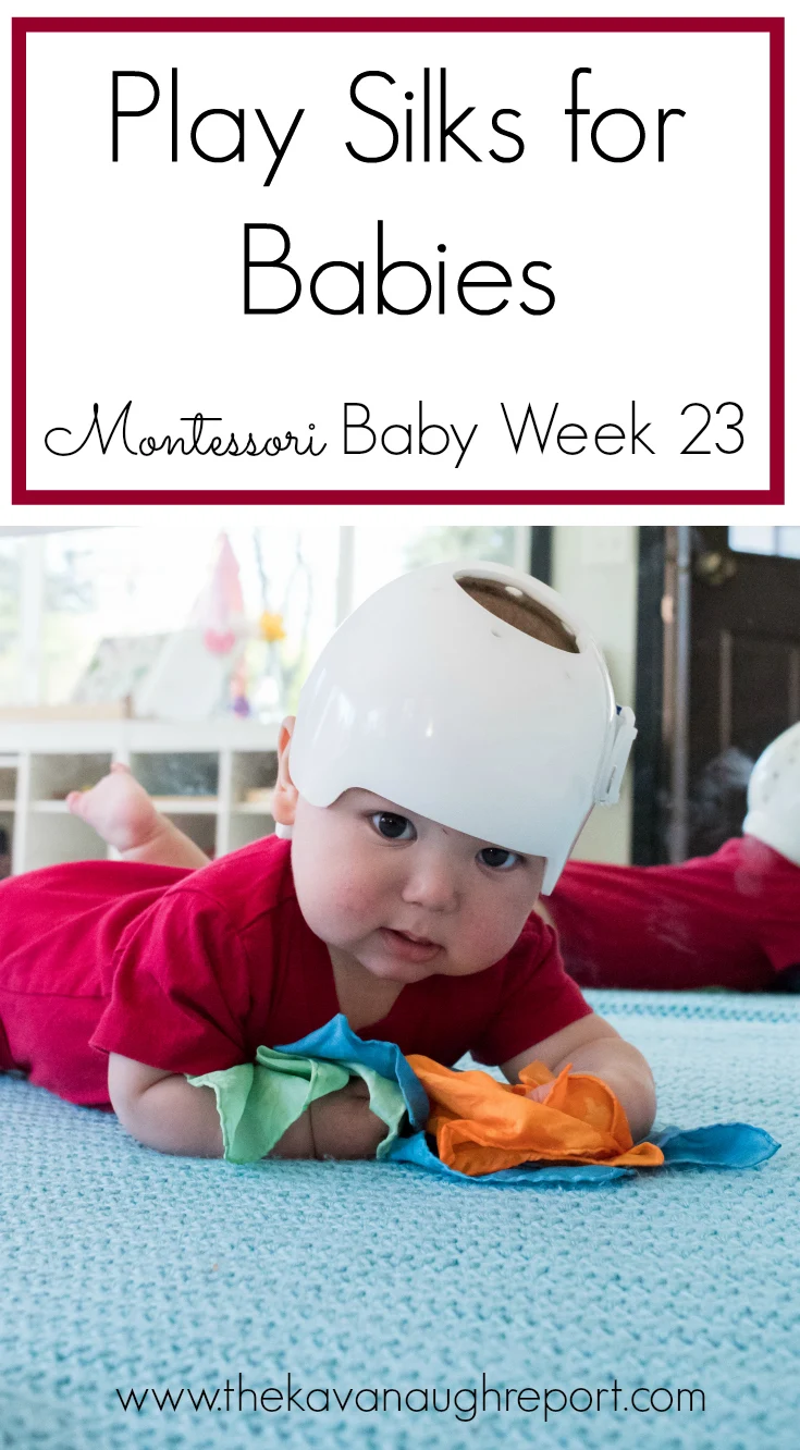 Montessori baby activity -- using play silks with babies can be a fun way to encourage movement and exploration.