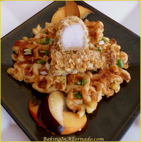 Mac and Cheese Waffles with Honey Bunches Chicken | Recipe developed by www.BakingInATornado.com | #recipe #waffle #chicken
