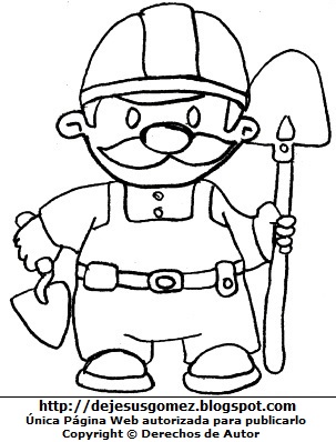 Trabajador albañil Dibujo de un trabajador albañil con su lampa y plancha para construcción para colorear pintar imprimir recortar y pegar. Dibujo de un trabajador hecho por Jesus Gómez