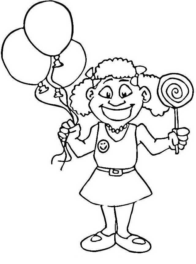 Niña Con Globos Y Paleta Chilindrina Para Colorear Colorea Tus Dibujos