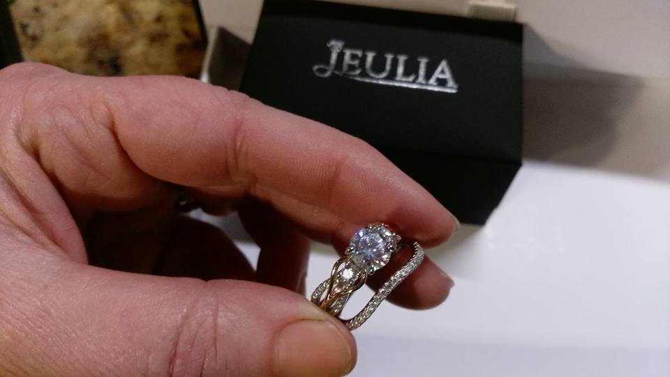 Not Just Another Southern Gal Jeulia Three Stone Two Tone Round Cut