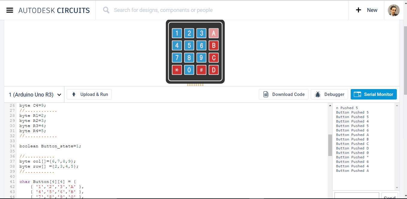 Arduino and Keypad 4x4 simple code - M.B Raw