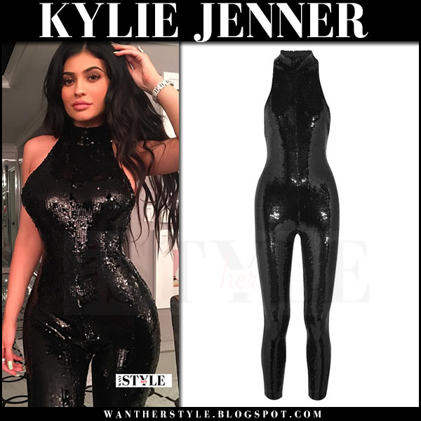 kylie jenner in black jumpsuit