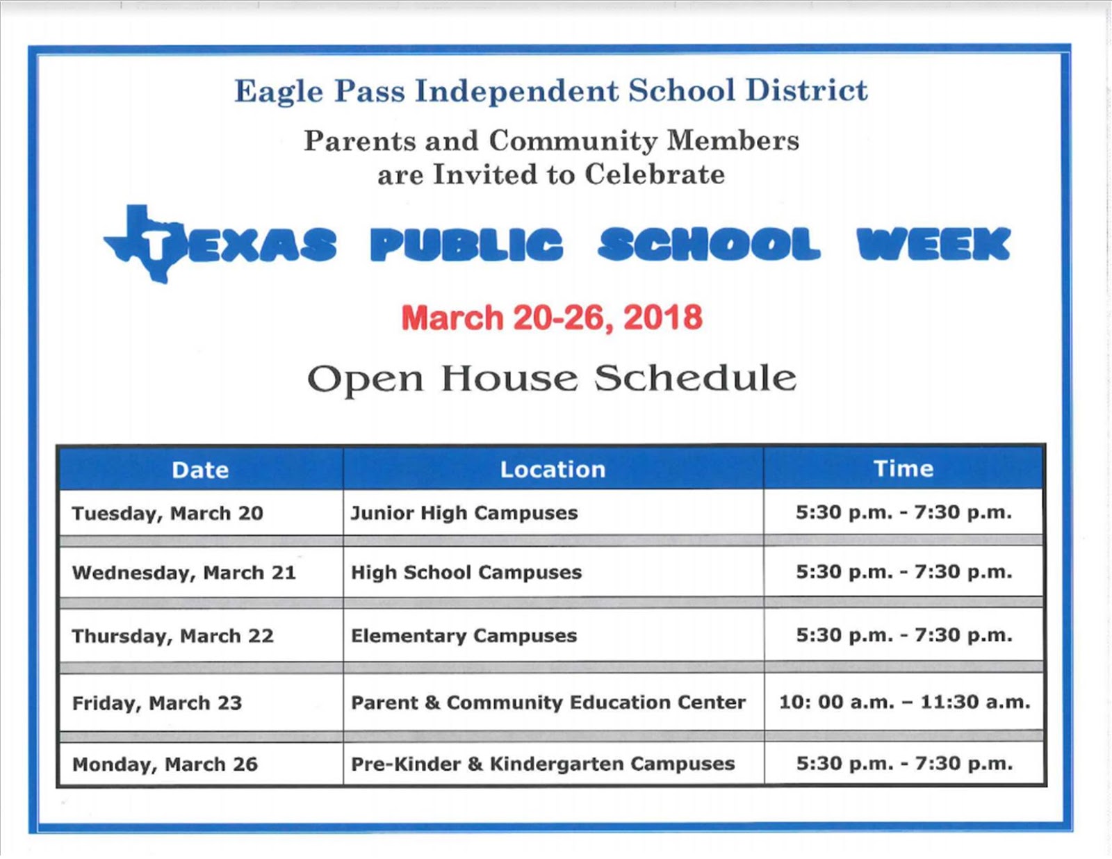 Eagle Pass ISD iVision Texas Public School Week