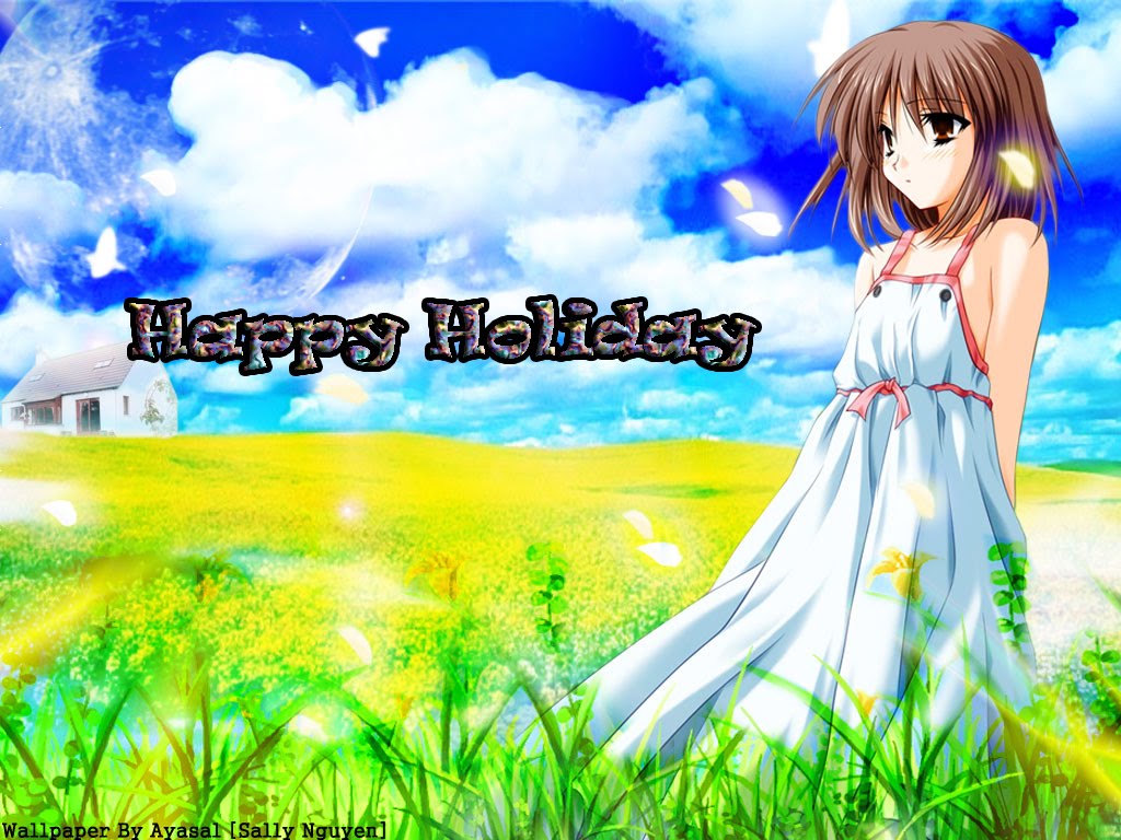 Happy Holidays Anime Editable Printable Free Card