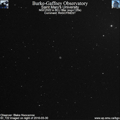 blue filter photograph of planetary nebula NGC 2022