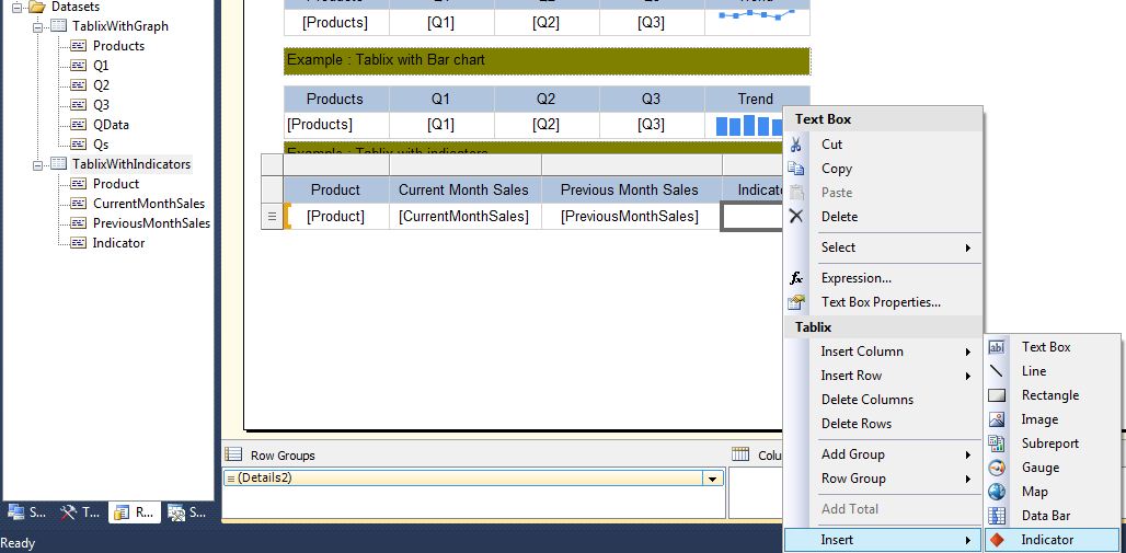 All about SQLServer SSRS Example for Tablix with Sparkline / Bar