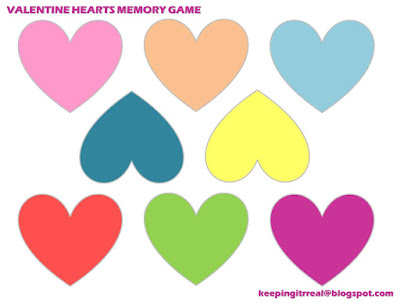 Valentine Hearts Memory Game - free printable Valentine Hearts Memory Game - free printable