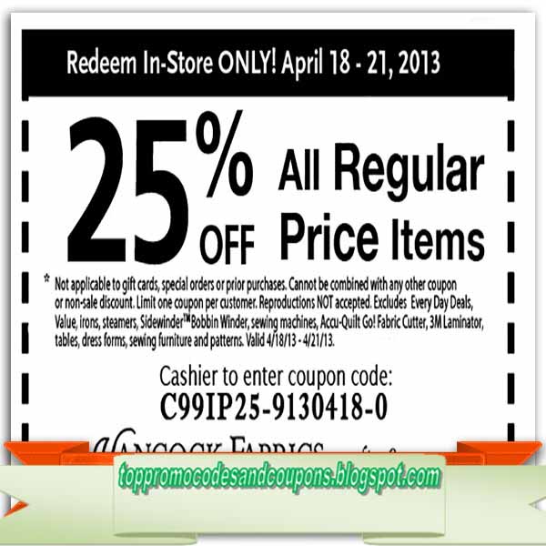 Free Promo Codes and Coupons 2023 Hancock Fabrics Coupons