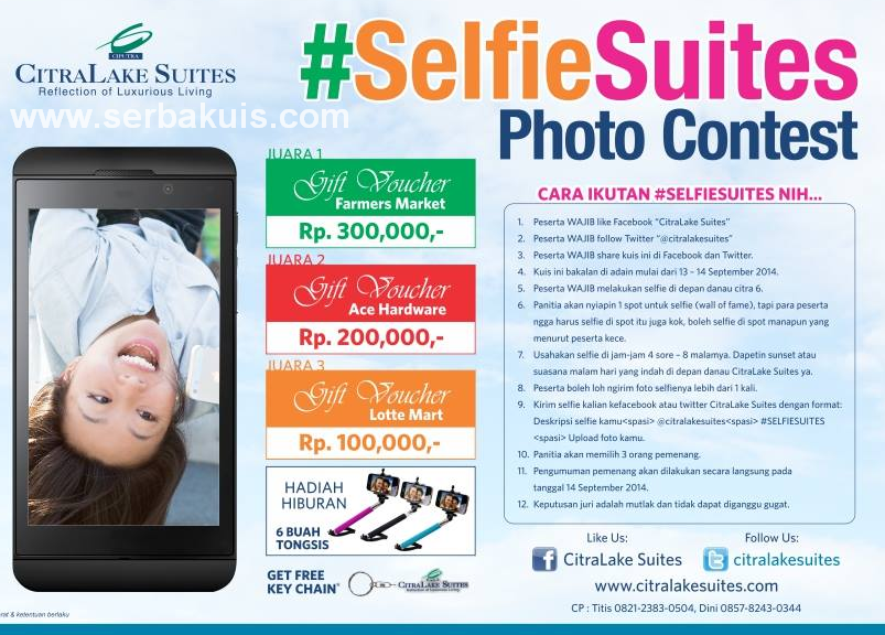 Kontes Selfie Suites Berhadiah 3 Gift Voucher & 6 Tongsis 