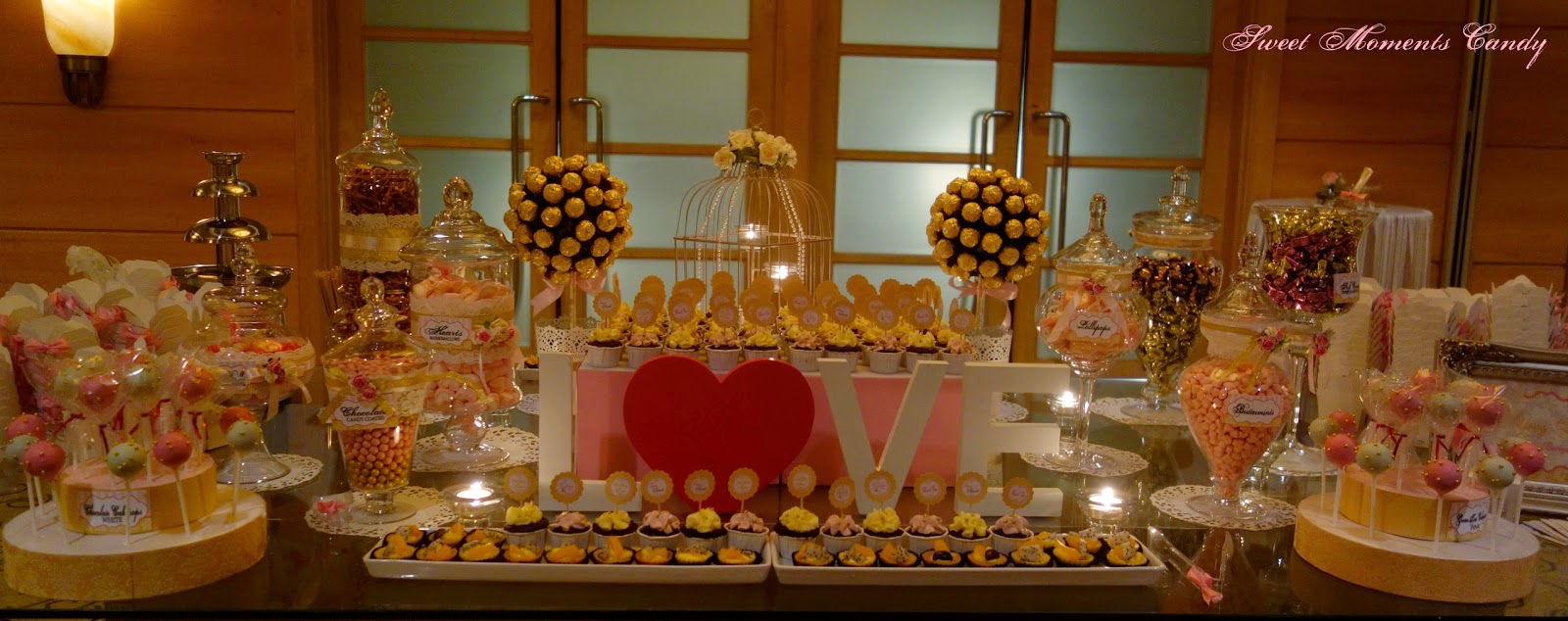 A Reception to Remember Pink and Gold themed candy bar Sweet Elegance