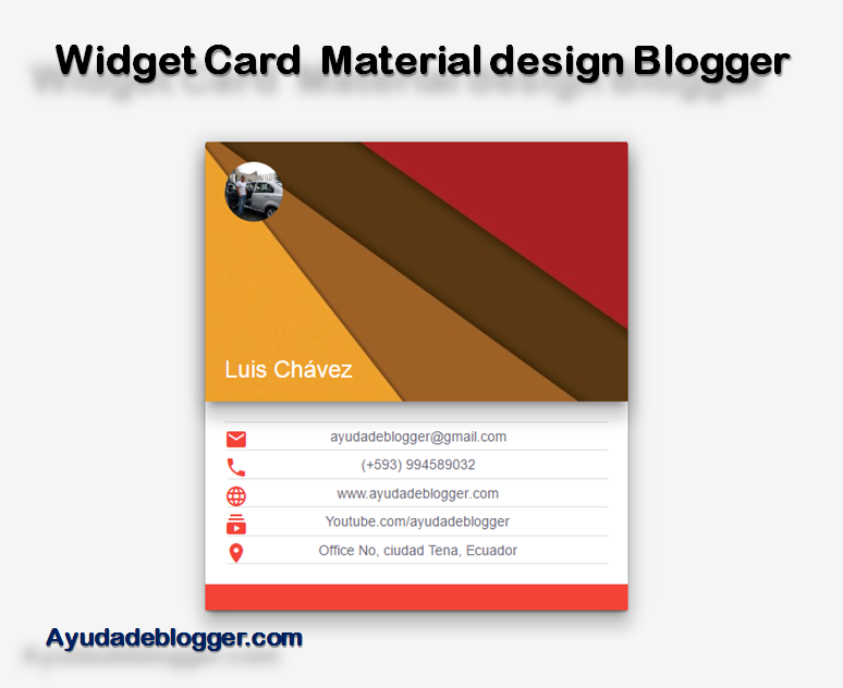 Widget card negocios Material design Blogger