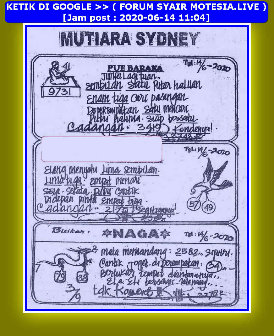 1 New Message Kode Syair Sydney 14 Juni 2020 Forum Syair Togel Hongkong Singapura Sydney