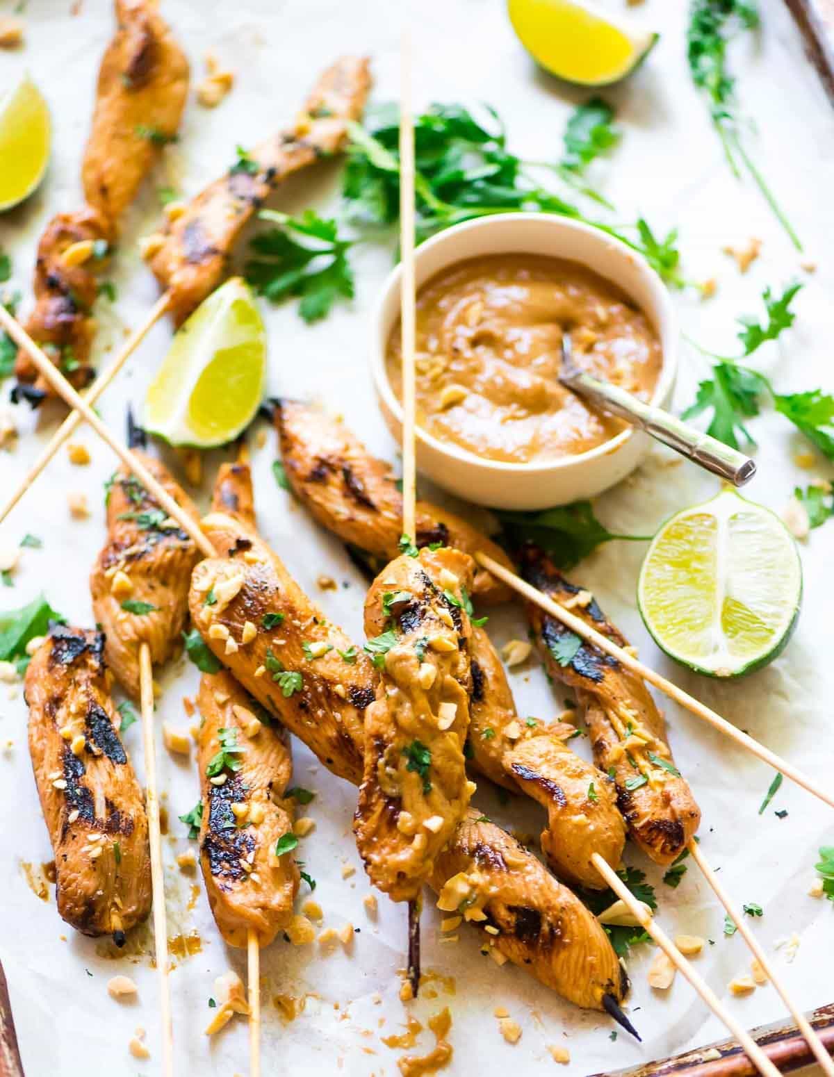 Chicken Satay Skewers with Peanut Dipping Sauce