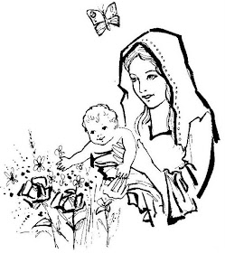 Virgen María y el niño Jesús colorear