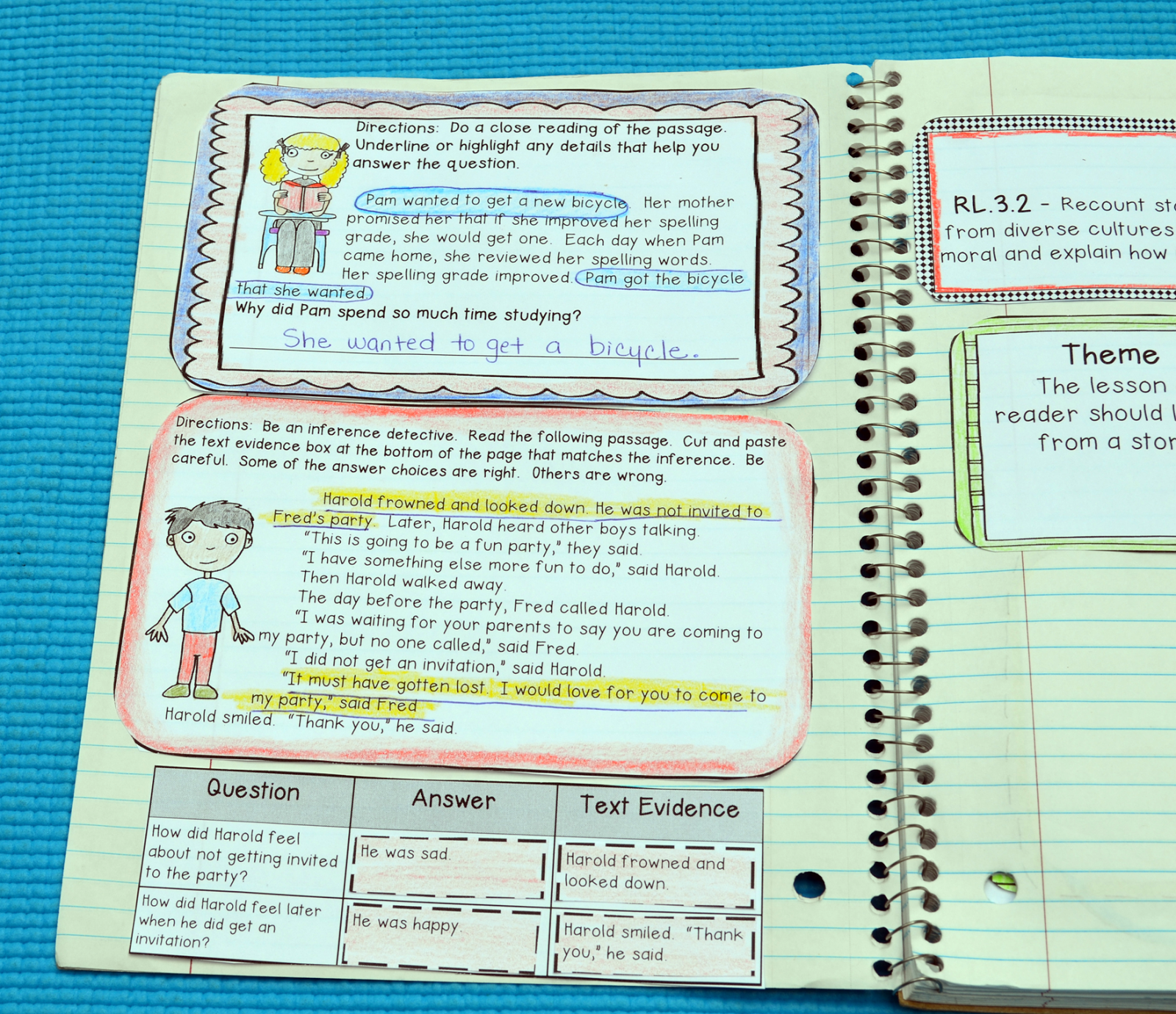 Literacy & Math Ideas Grade 3 Common Core Interactive Reading Notebooks