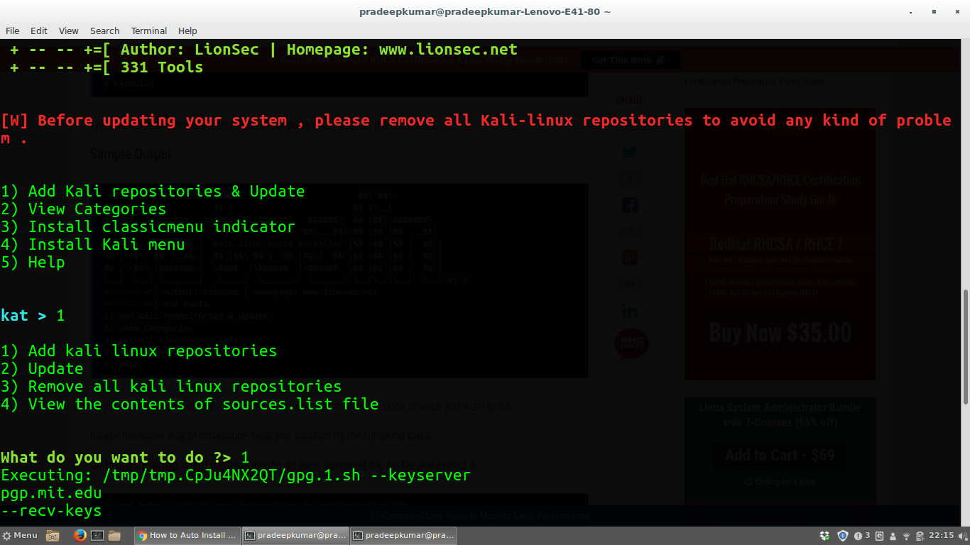 Installing Kali Linux Tools in Ubuntu or Linux Mint