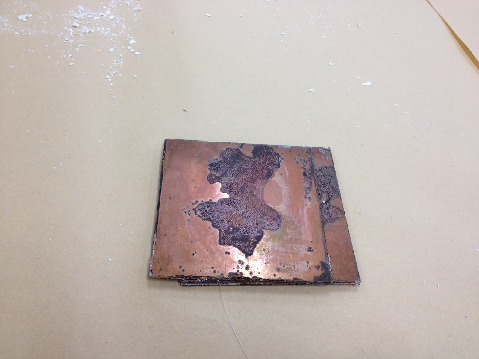 Valerie Syposz copper plate printing on plaster 石膏刷り