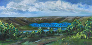 Sandy Point Bridge, South Saskatchewan River, Alberta Oil Painting 10x19 (jlypainting)