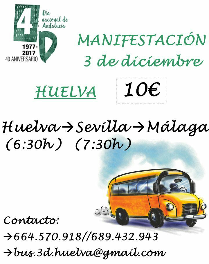 BUS de HUELVA a MÁLAGA para Manifestación del 3D