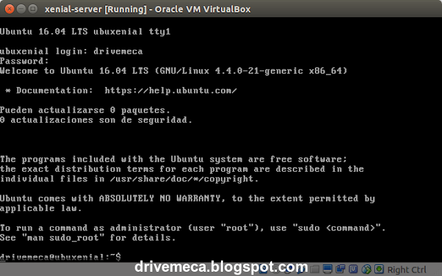 DriveMeca instalando y configurando Ubuntu Server 16.04 LTS paso a paso