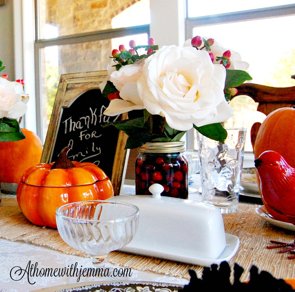 Thanksgiving, Table, Fresh Flowers