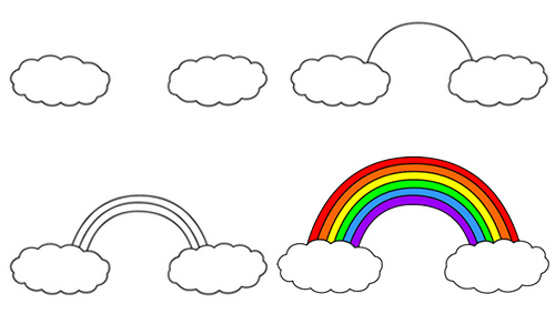 how to draw a rainbow drawing for children