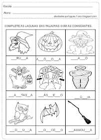 Complete as lacunas das palavras com as consoantes