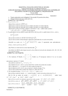Subiecte titularizare 2009 matematica - Prahova