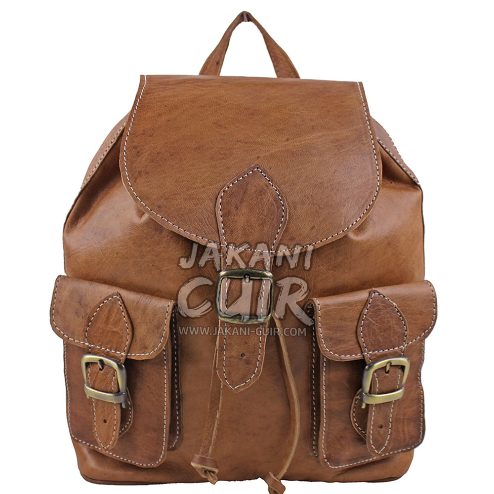 Jakani Cuir Nature: Vintage Sac ?� Dos En Cuir Marocain