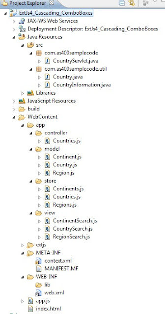 ExtJs 4 cascading ComboBox example using Java Servlet